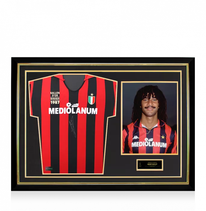 Ruud Gullit Official Ballon d'Or™ Signed and Hero Framed AC Milan 1988 Home Shirt: 1987 Winner Edition