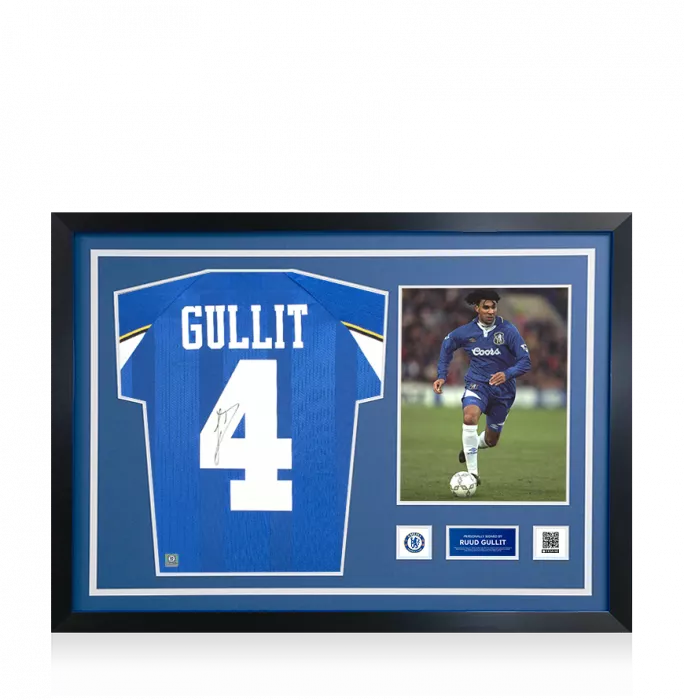 Ruud Gullit Official Chelsea FC Signed and Framed 1998 ECWC Shirt