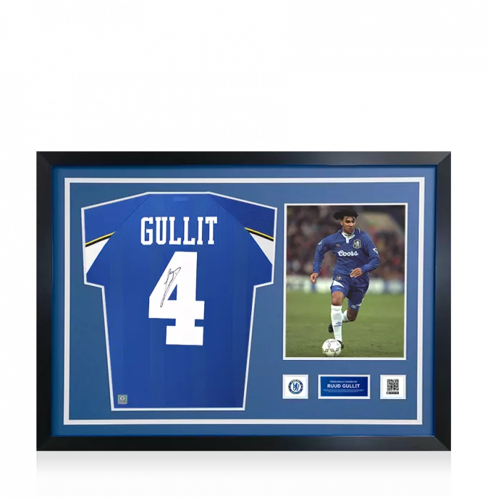 Ruud Gullit Official Chelsea FC Signed and Framed 1998 ECWC Shirt