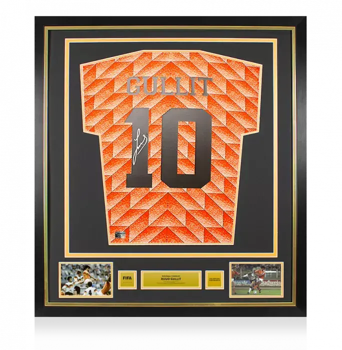Ruud Gullit Official FIFA World Cup™ Back Signed And Framed Netherlands Retro 1988 Home Shirt