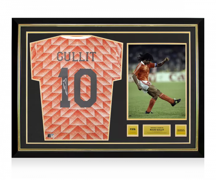 Ruud Gullit Official FIFA World Cup™ Back Signed and Hero Framed Netherlands 1988 Home Shirt
