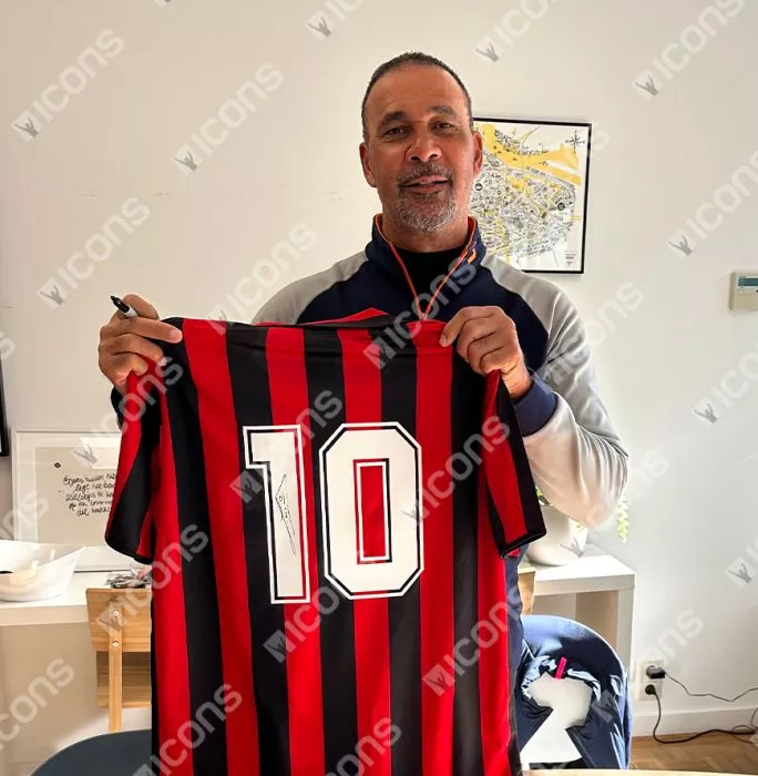 Ruud Gullit Official UEFA Champions League Back Signed And Framed AC Milan 1988 Home Shirt