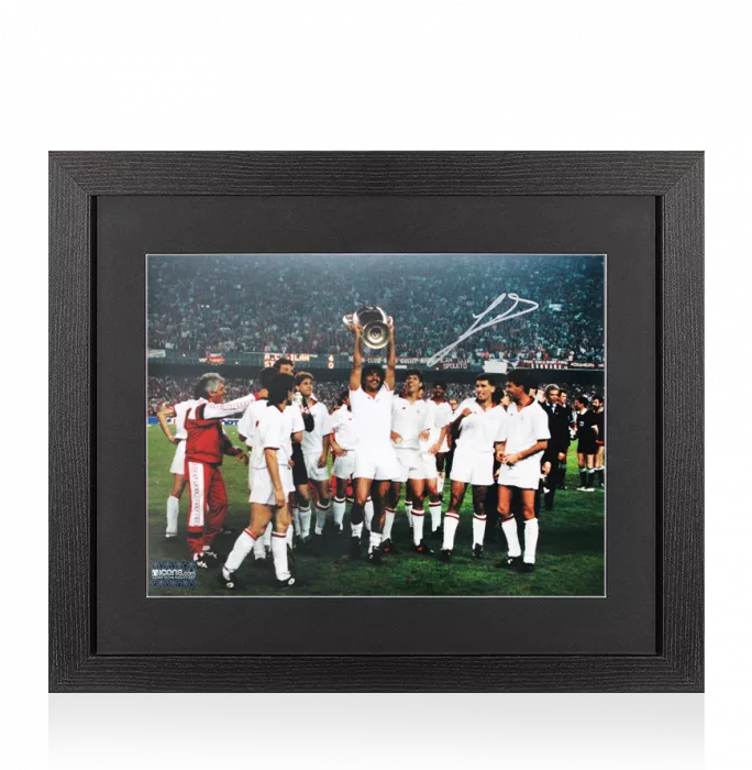 Ruud Gullit Signed AC Milan Photo In Black Wooden Frame: 1989 UEFA Champions League Winner