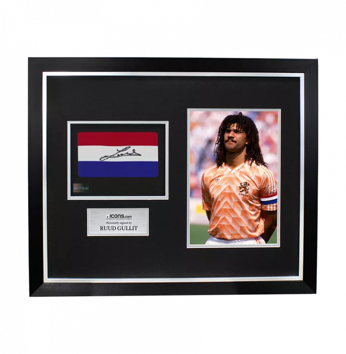 Ruud Gullit Signed and Framed Captain's Armband - Red