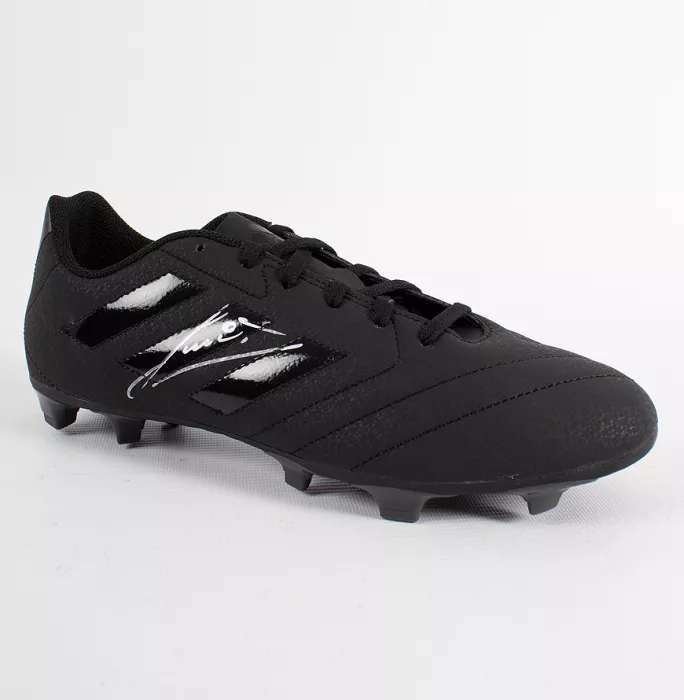 Ruud Gullit Signed Black Adidas Blackout Boot In Acrylic Case