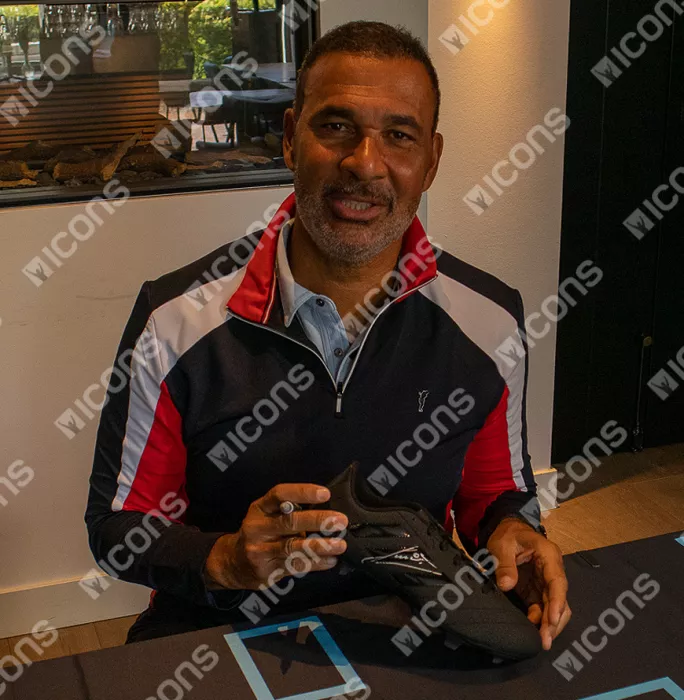 Ruud Gullit Signed Black Adidas Blackout Boot In Bubble Frame: Netherlands
