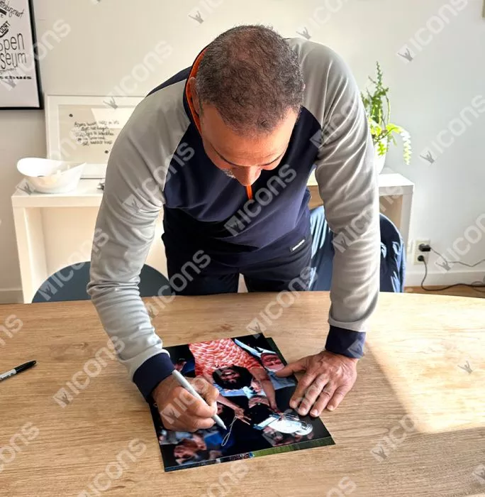 Ruud Gullit Signed Netherlands Photo In Black Wooden Frame: UEFA EURO 1988 Winner