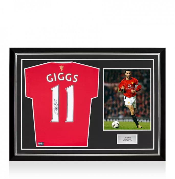 Ryan Giggs Back Signed Manchester United 2021-22 Home Shirt In Hero Frame: Option 1