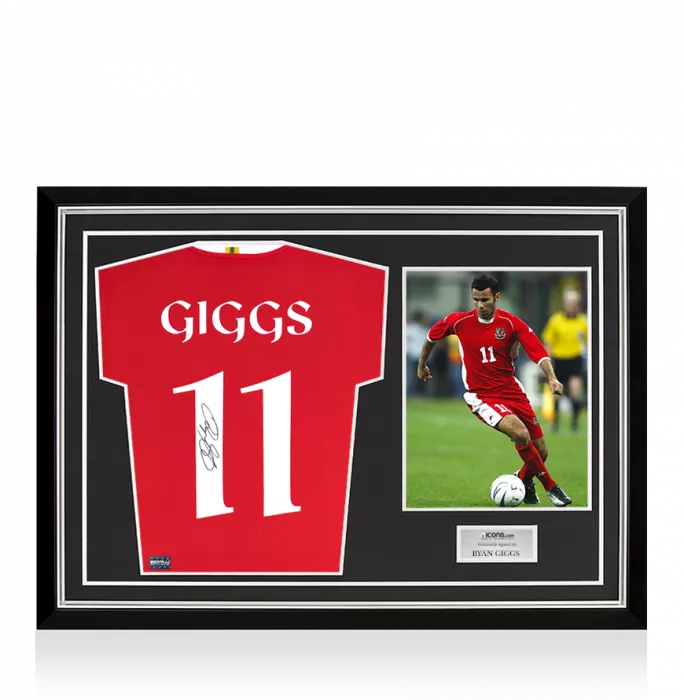 Ryan Giggs Back Signed Wales Home Shirt With Fan Style Numbers Home Shirt In Hero Frame: Option 1