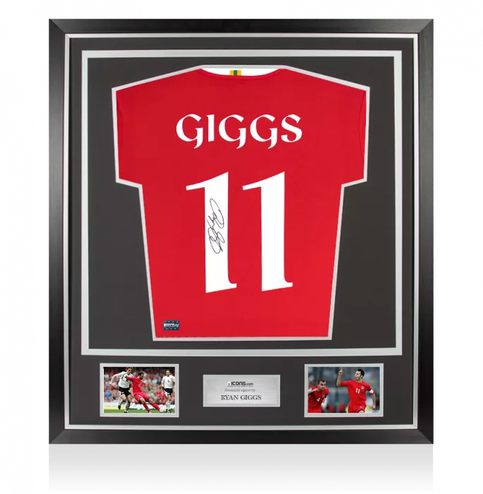 Ryan Giggs Back Signed Wales Home Shirt With Fan Style Numbers In Classic Frame