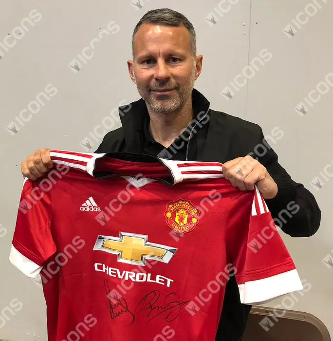 Ryan Giggs & Paul Scholes Front Signed Modern Manchester United Home Shirt