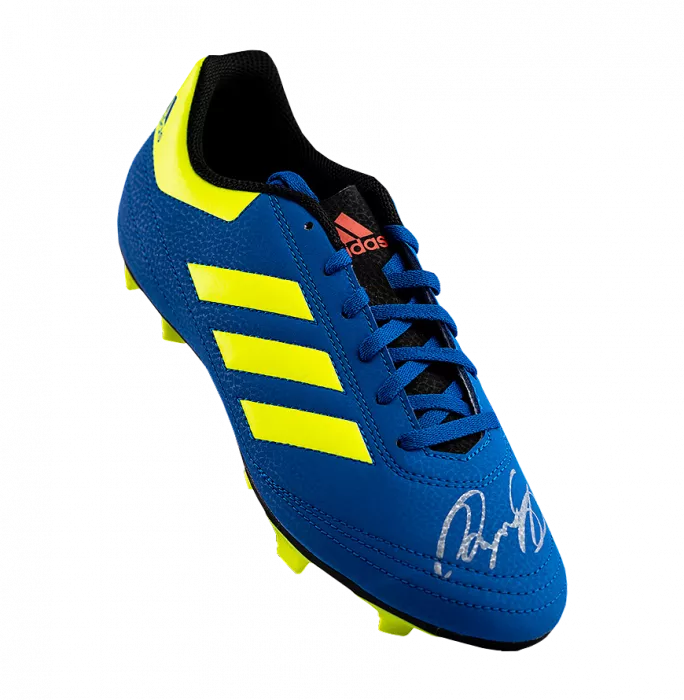 Ryan Giggs Signed Blue And Yellow Adidas Boot In Acrylic Case