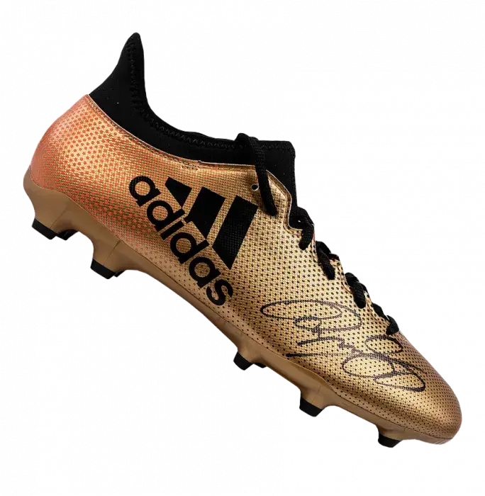 Ryan Giggs Signed Gold Adidas X Boot In Acrylic Case