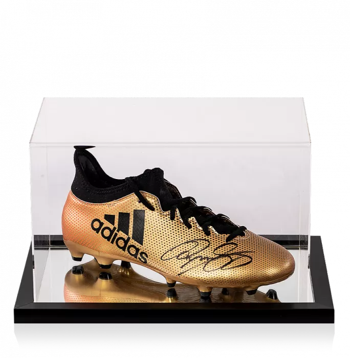 Ryan Giggs Signed Gold Adidas X Boot In Acrylic Case