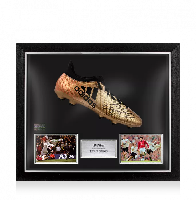 Ryan Giggs Signed Gold Adidas X Boot In Bubble Frame: Option 1
