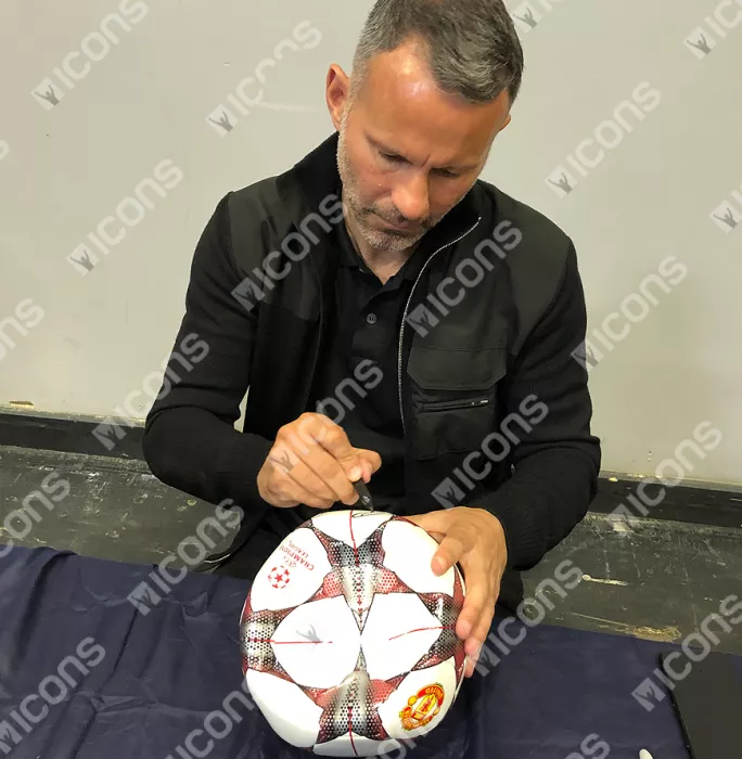Ryan Giggs Signed Manchester United Branded UEFA Champions League Football