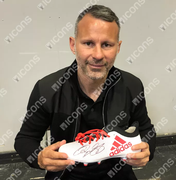 Ryan Giggs Signed White And Red Adidas X Boot