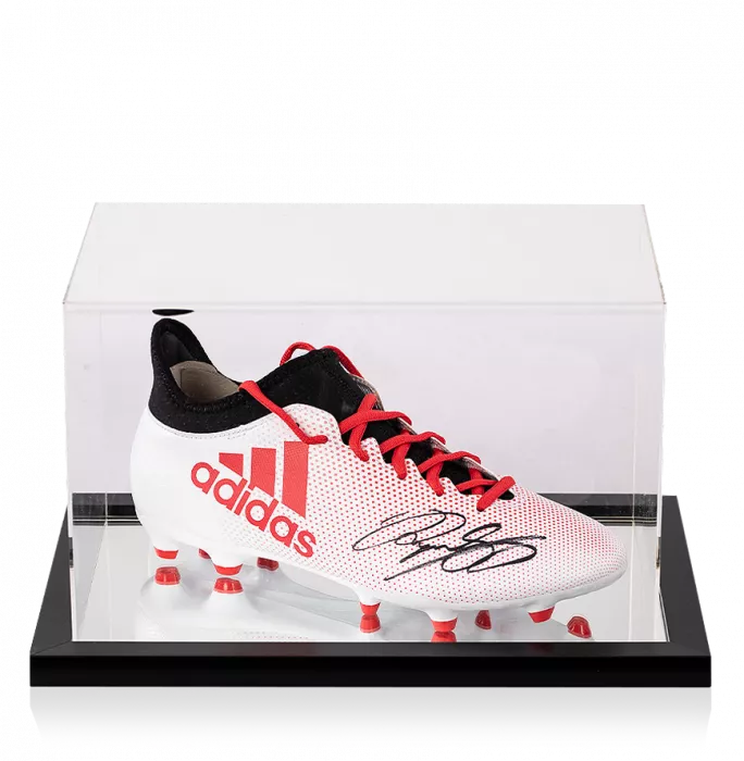 Ryan Giggs Signed White and Red Adidas X Boot in Acrylic Case