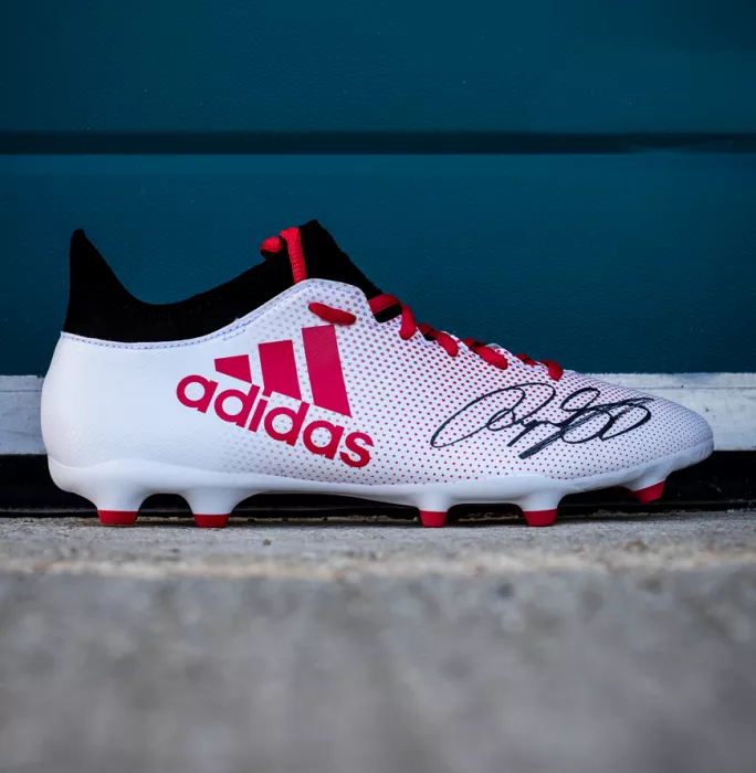 Ryan Giggs Signed White And Red Adidas X Boot In Bubble Frame: Option 1