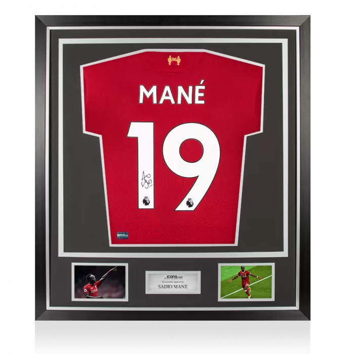 Sadio Mane Back Signed Liverpool 2017-18 Home Shirt In Classic Frame