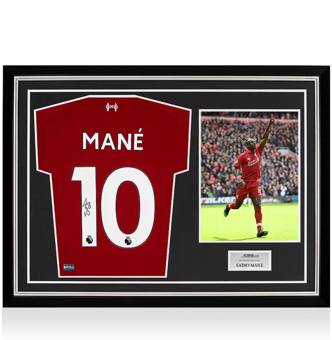 Sadio Mane Back Signed Liverpool 2018-19 Home Shirt In Hero Frame – Option 1