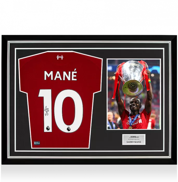 Sadio Mane Back Signed Liverpool 2018-19 Home Shirt In Hero Frame – Option 2