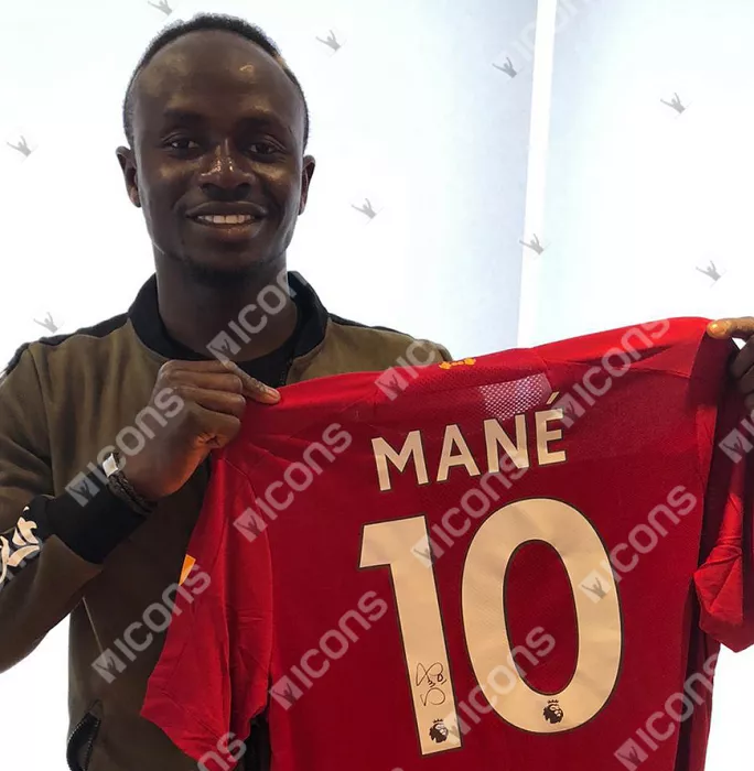 Sadio Mane Back Signed Liverpool 2019-20 Home Shirt In Hero Frame: Option 1