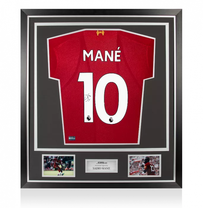 Sadio Mane Back Signed Liverpool 2019-20 Home Shirt In Classic Frame