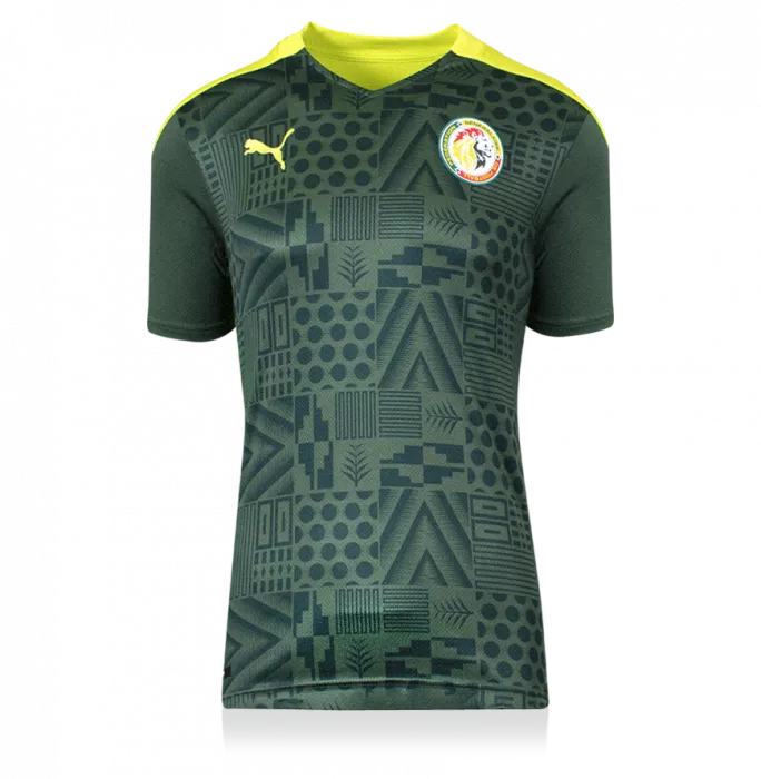 Sadio Mane Back Signed Senegal 2021-22 Away Shirt In Classic Frame