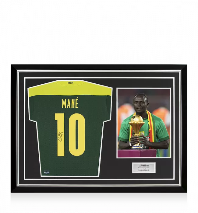 Sadio Mane Back Signed Senegal 2021-22 Away Shirt In Hero Frame: Option 1