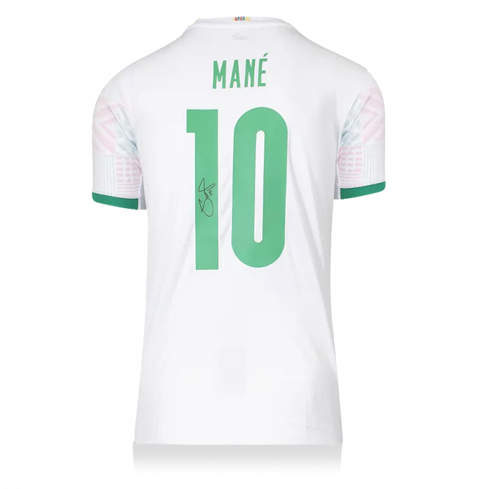 Sadio Mane Back Signed Senegal 2021-22 Home Shirt In Hero Frame: Option 1