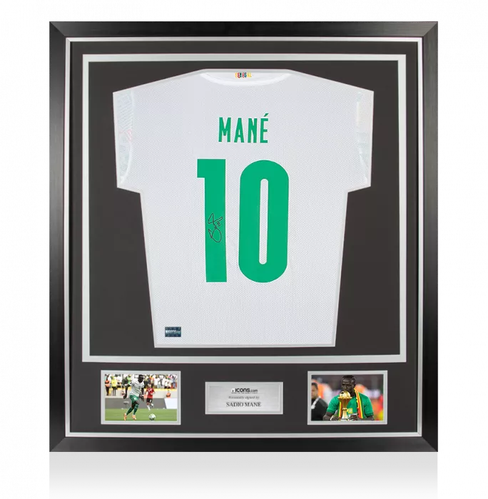 Sadio Mane Back Signed Senegal 2021-22 Home Shirt In Classic Frame