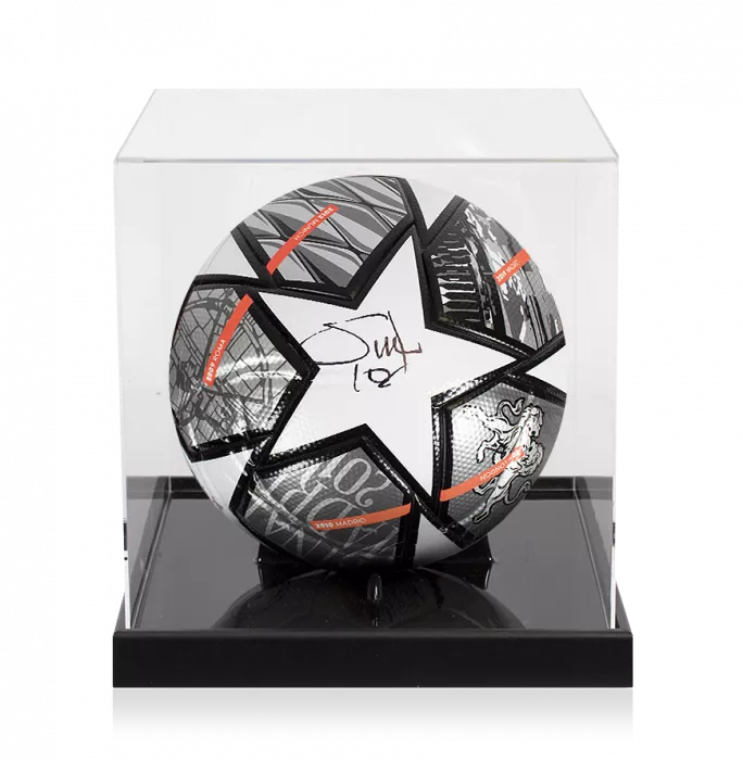 Sadio Mane Signed UEFA Champions League Football In Acrylic Case