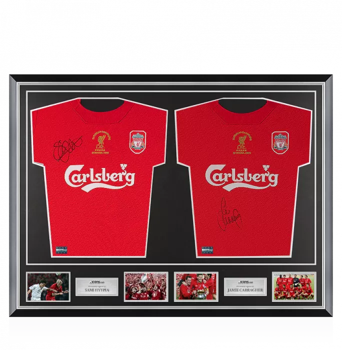 Sami Hyypia & Jamie Carragher Front Signed Liverpool Shirts In Dual Frame