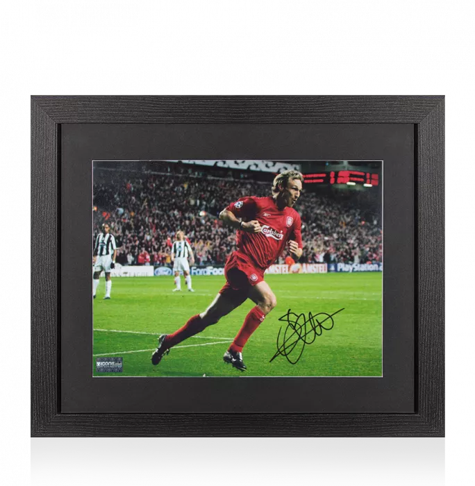 Sami Hyypia Signed Liverpool FC Photo In Black Wooden Frame: UEFA Champions League Goal Vs Juventus
