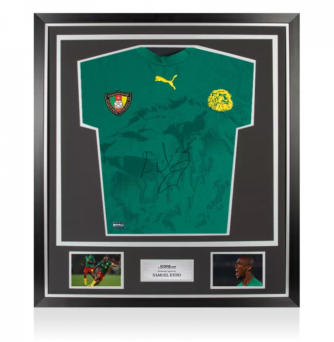 Samuel Eto’o Front Signed Cameroon 2006-08 Home Shirt In Classic Frame
