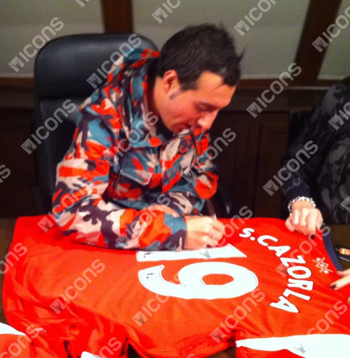 Santi Cazorla Back Signed Arsenal Home Shirt In Classic Frame