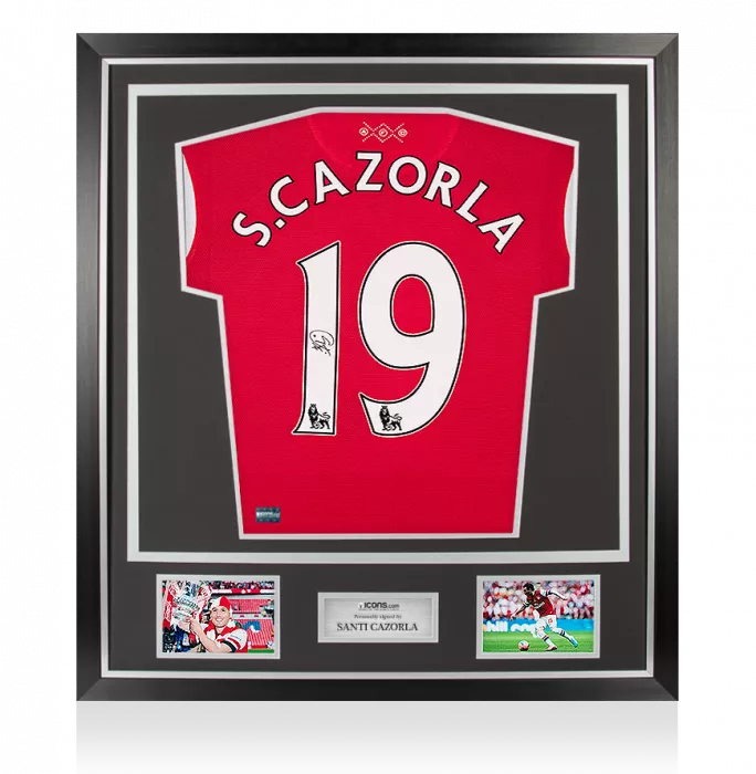 Santi Cazorla Back Signed Arsenal Home Shirt In Classic Frame