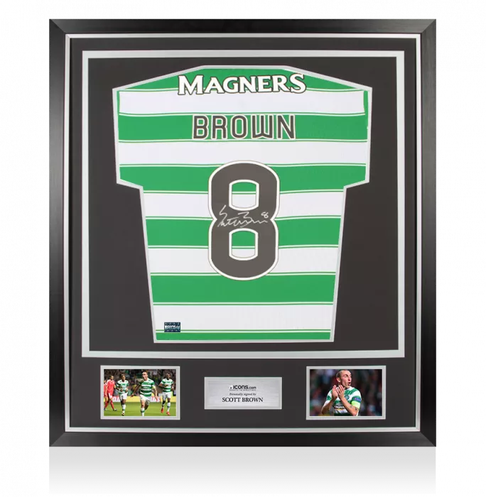 Scott Brown Back Signed Celtic 2022-23 Home Shirt In Classic Frame