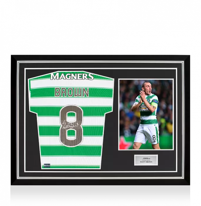 Scott Brown Back Signed Celtic FC 2021-22 Home Shirt In Hero Frame: Option 1