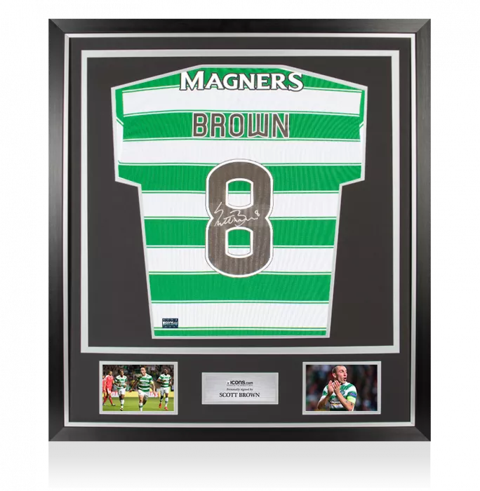 Scott Brown Back Signed Celtic FC 2021-22 Home Shirt In Classic Frame