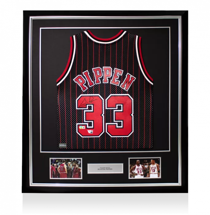 Scottie Pippen Signed And Framed Chicago Bulls Jersey