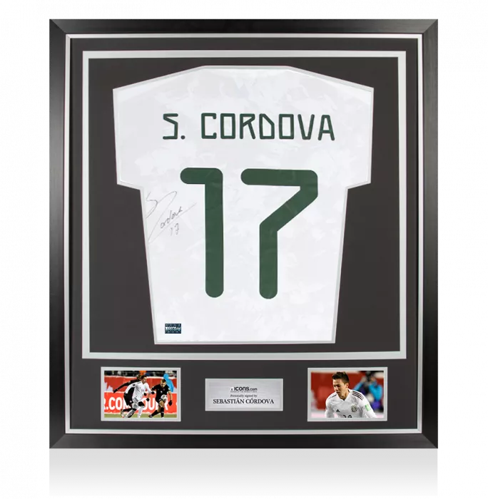 Sebastian Cordova Back Signed Mexico 2020 Away Shirt In Classic Frame