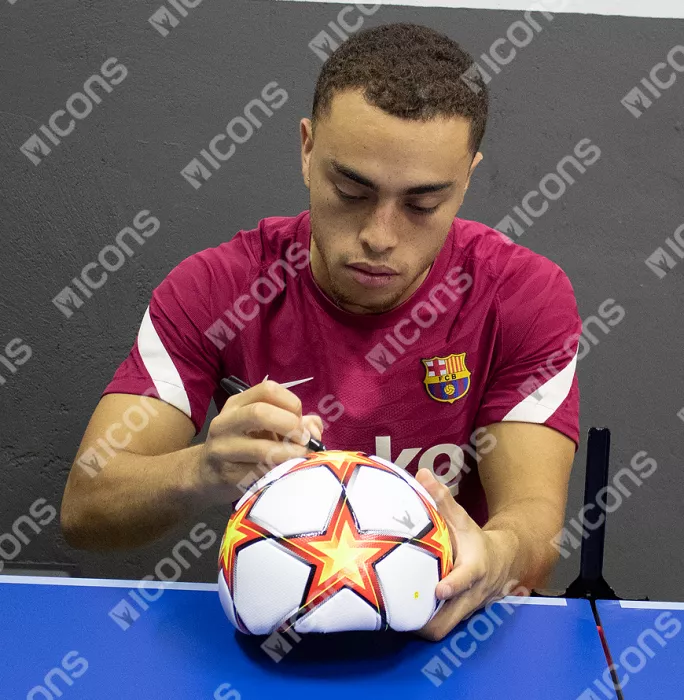 Sergino Dest Official UEFA Champions League Signed Football In Acrylic Case