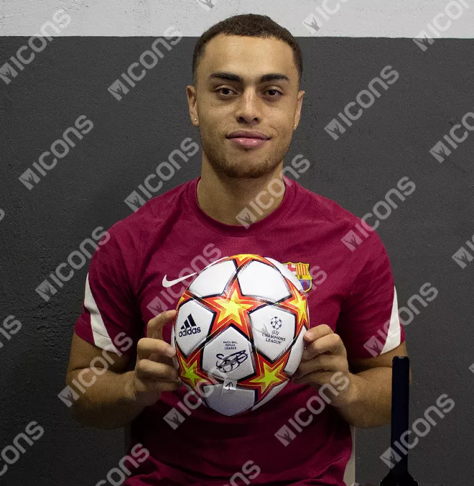 Sergino Dest Official UEFA Champions League Signed Football In Acrylic Case