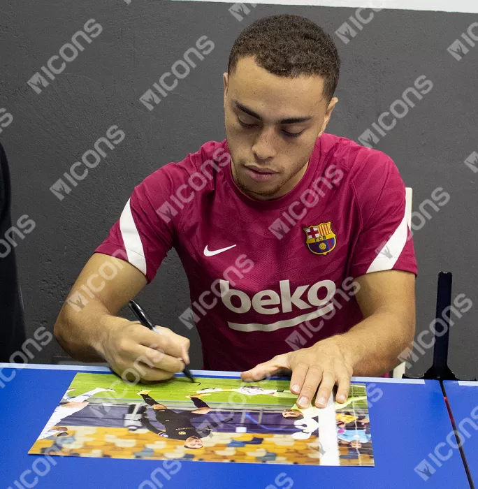 Sergino Dest Signed FC Barcelona Photo In Black Wooden Frame: UEFA Champions League Goal