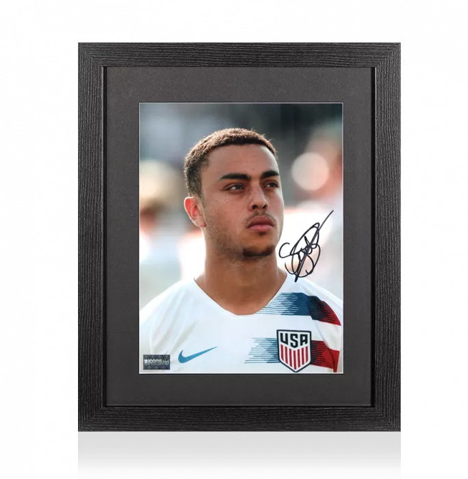 Sergino Dest Signed Portrait USMNT Photo In Black Wooden Frame