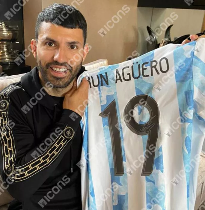 Sergio Aguero Back Signed Argentina 2020 Home Shirt