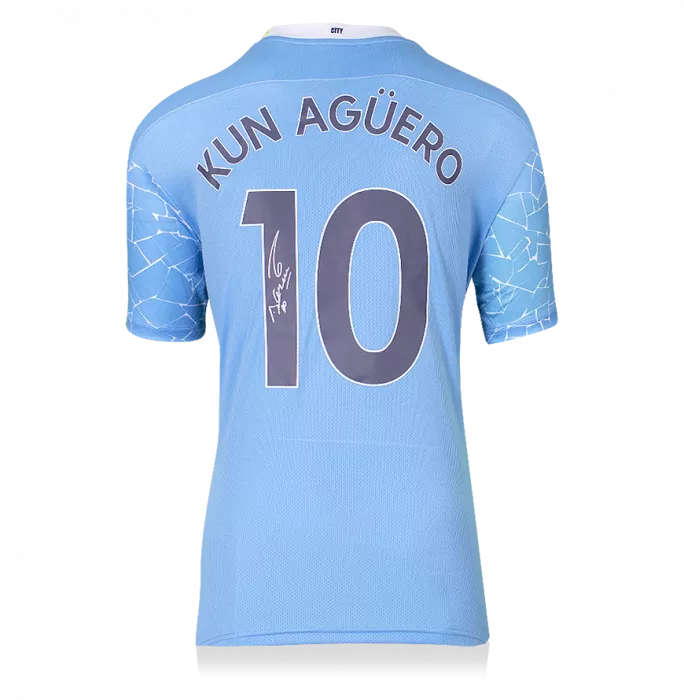 Sergio Aguero Signed Manchester City 2020-21 Home Shirt