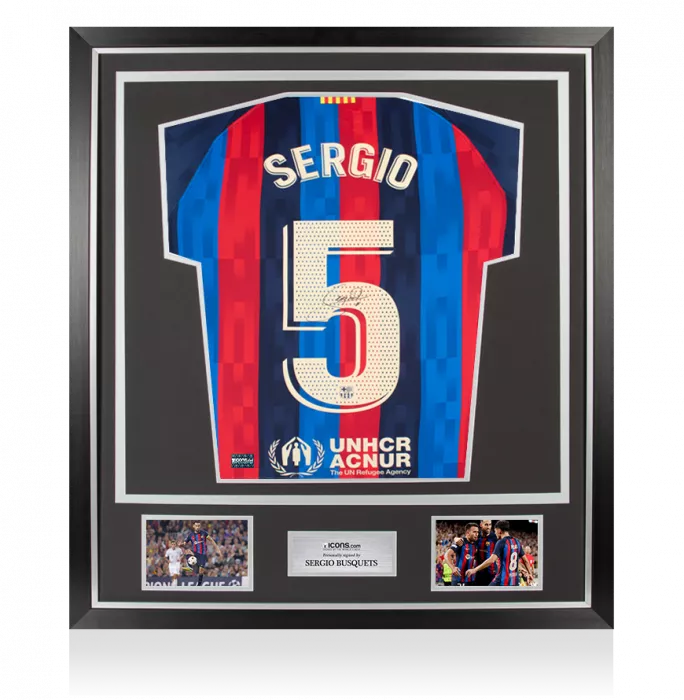 Sergio Busquets Back Signed FC Barcelona 2022-23 Home Shirt In Classic Frame